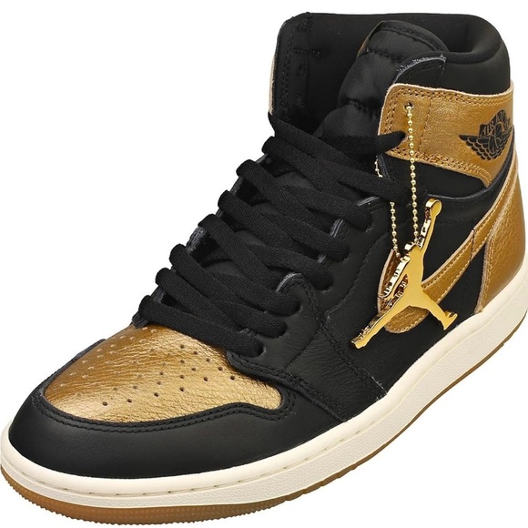 Air Jordan 1 Retro High OG Yellow Ochre Black/Sail/Metallic Gold - Picture 5 of 5